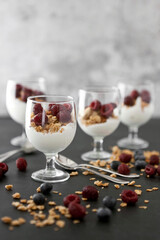 Yogurt with muesli and berries