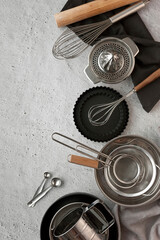 Various kitchen utensils for baking