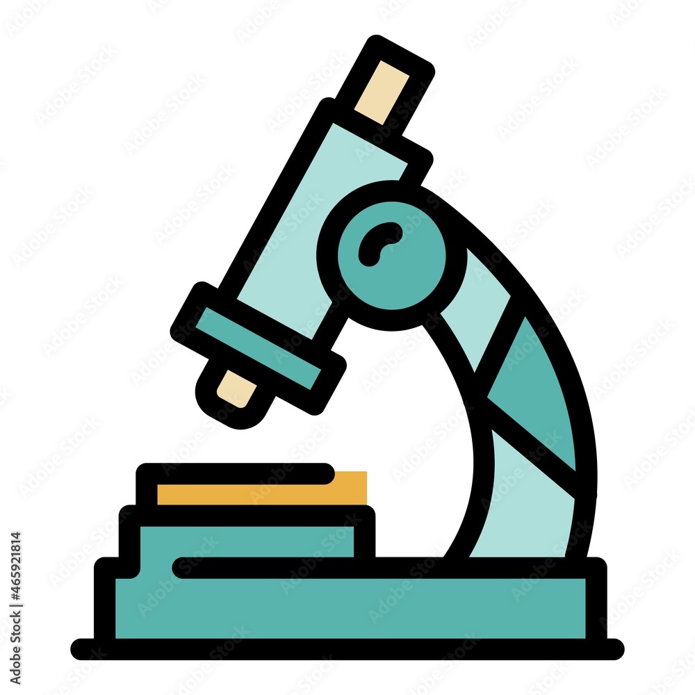 Poster microscope lab icon. outline microscope lab vector icon color flat isolated