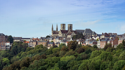 Fototapeta na wymiar Cathedral in Laon, the medieval city and ancient capital of France