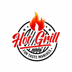 Hot grill logo vector template