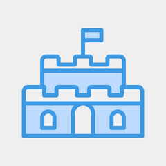 Castle icon vector illustration in blue style about summer, use for website mobile app presentation