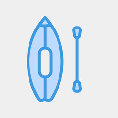 Canoe icon vector illustration in blue style about summer, use for website mobile app presentation