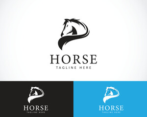 horse logo creative design vector animal spirit run power sign symbol business head