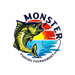 Fishing tournament logo Vector  template 