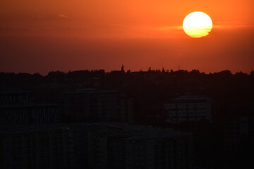 sunset over the city