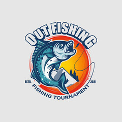 Fishing tournament logo Vector  template 