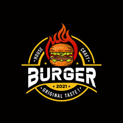 Hot Burger logo Premium Vector