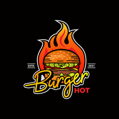 Hot Burger logo Premium Vector