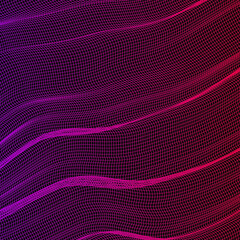 Red violet gradient abstract wave technology background with black background digital effect corporate concept