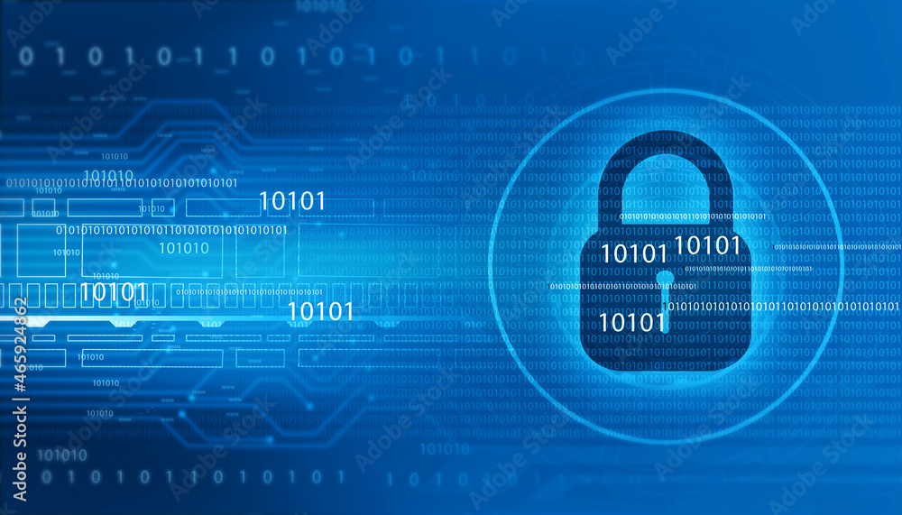 Poster pad lock in abstract technology background. internet security concept. 3d illustration..p