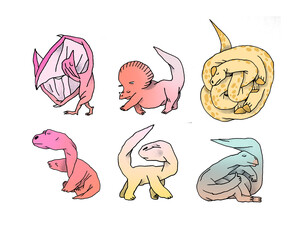 set of illustration of dinosaur color