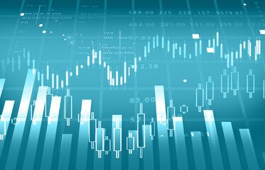 Financial Stock market growth graph. financial investment concept.  2d illustration.