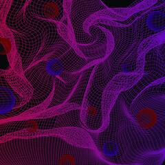 Red violet gradient abstract wave technology background with black background digital effect corporate concept