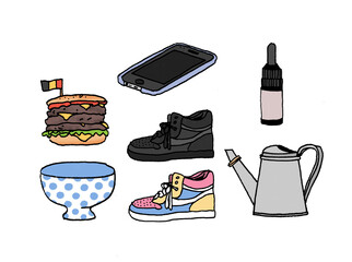 set of illustration of objects color