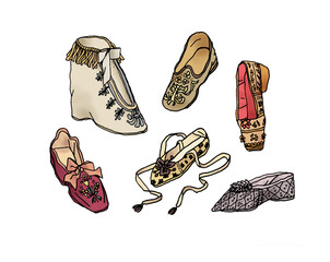 set of illustration shoes color vintage 