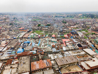 Fototapeta premium Aerial images of the Alaba area of Lagos