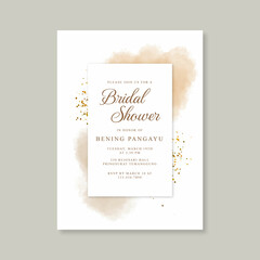 Wedding card template with watercolor splash abstract