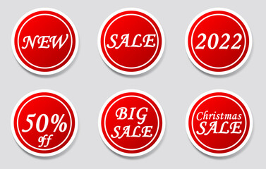 Sale tags collection. Sale, Christmas Sale, Big Sale, 2022, New. 