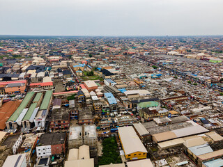 Obraz premium Aerial images of the Alaba area of Lagos