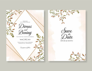 Wedding invitation with watercolor foliage
