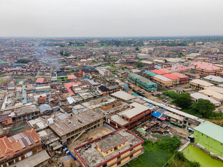 Obraz premium Aerial images of the Alaba area of Lagos