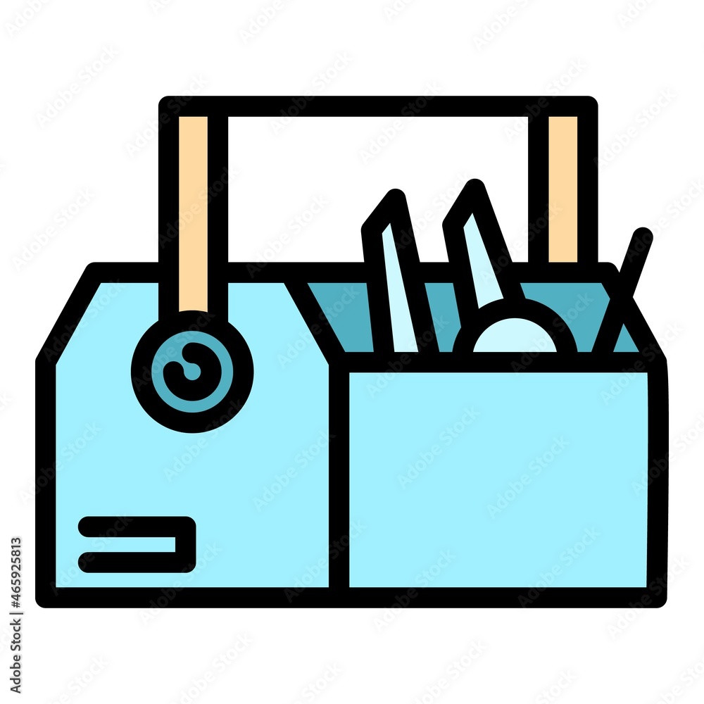 Poster carpenter tool box icon. outline carpenter tool box vector icon color flat isolated