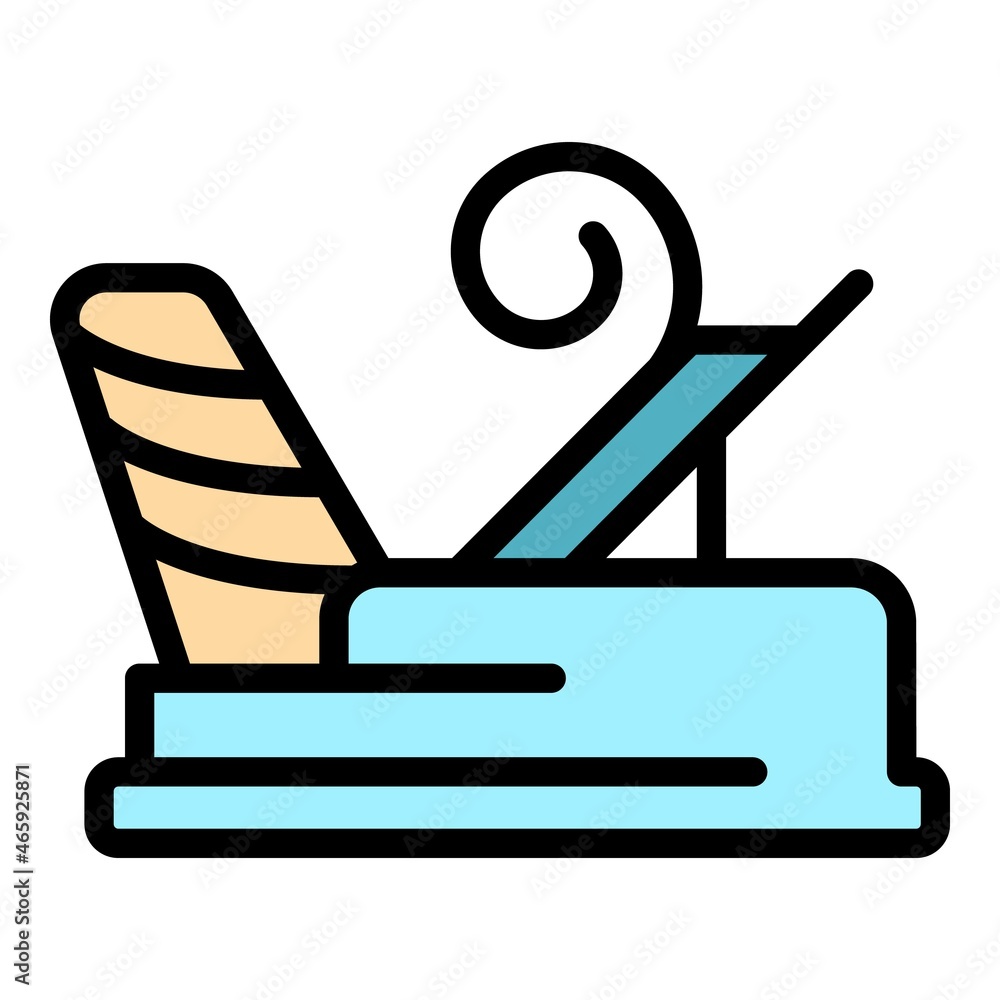 Poster carpenter plane icon. outline carpenter plane vector icon color flat isolated