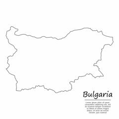 Simple outline map of Bulgaria, silhouette in sketch line style