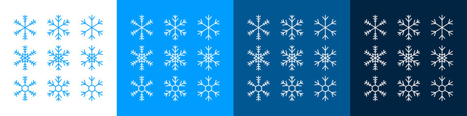 Fototapeta na wymiar Snowflakes icons set. Winter or Christmas decoration elements. Vector illustration