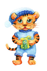 New year's tiger with gift