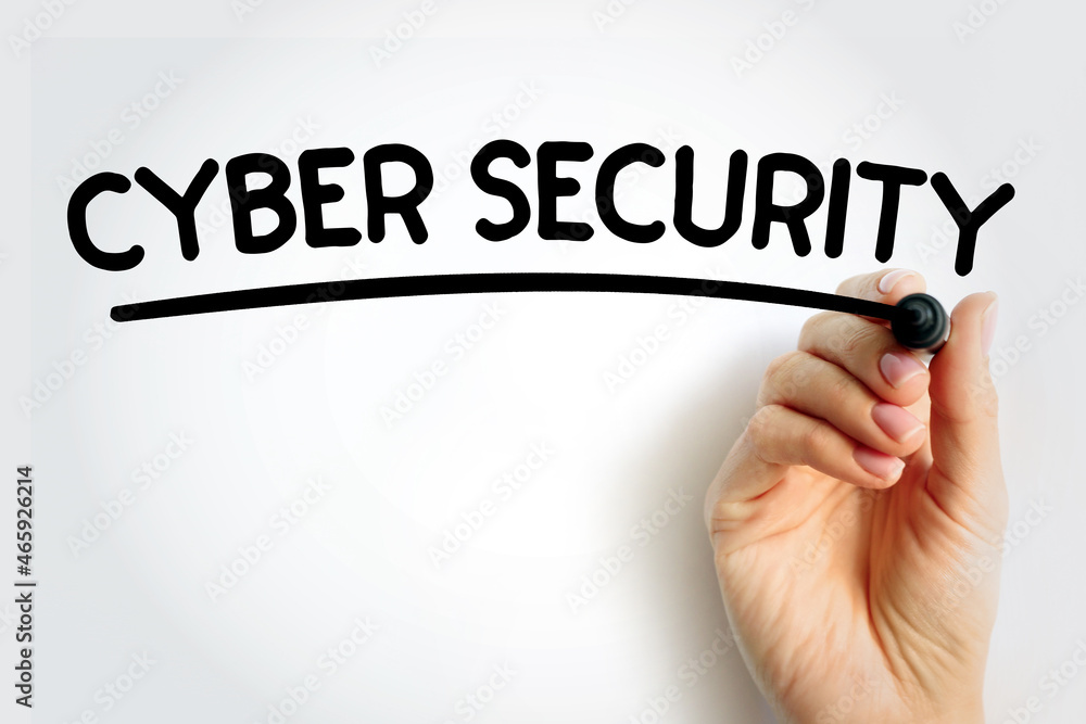 Poster cyber security underlined text with marker, concept background