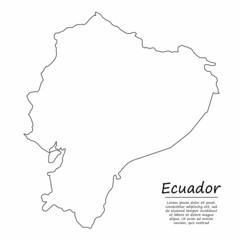 Simple outline map of Ecuador, in sketch line style
