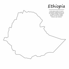 Simple outline map of Ethiopia, in sketch line style