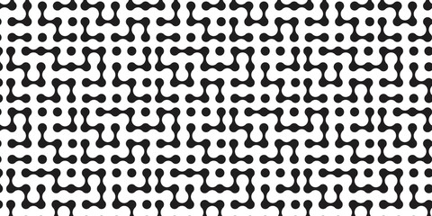 Fototapeta na wymiar Geometric Metaballs Pattern Black Dots on White Background
