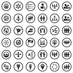 Population Icons. Black Flat Design In Circle. Vector Illustration.