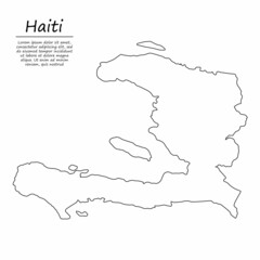 Simple outline map of Haiti, silhouette in sketch line style
