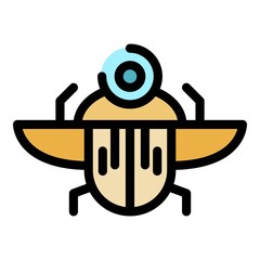 Pharaoh scarab beetle icon. Outline pharaoh scarab beetle vector icon color flat isolated