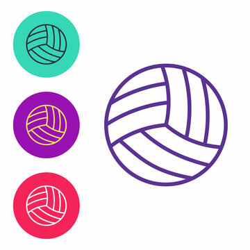 Set line Volleyball ball icon isolated on white background. Sport equipment. Set icons colorful. Vector