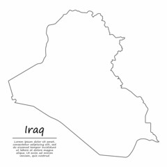 Simple outline map of Iraq, in sketch line style