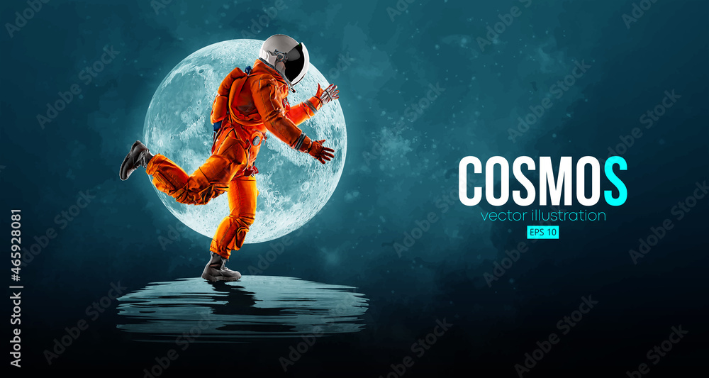 Canvas Prints dancing astronaut on the background of the moon and space. vector illustration