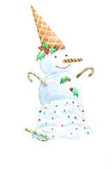 Snowman in a waffle cone