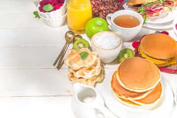 Various breakfast food set