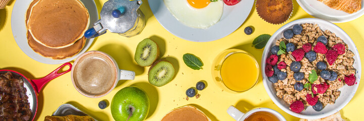 Various breakfast food set