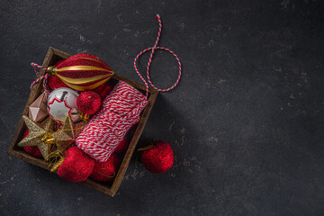 Christmas decoration in wooden box