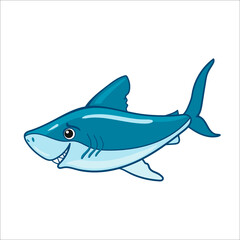 shark. Cute drawn vector isolated illustration in children's cartoon style. - 465929611