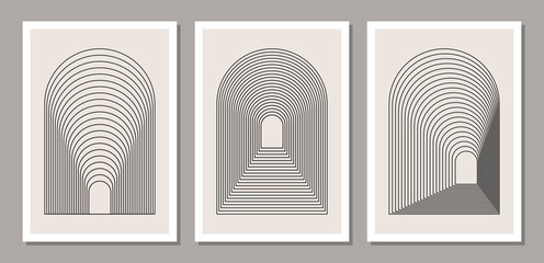 Set of trendy abstract aesthetic minimalist artistic geometric composition