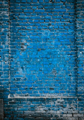 old blue brick wall
