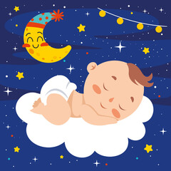 Fototapeta premium Cartoon Drawing Of A Newborn Baby Character