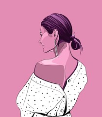 pink girl in white dress